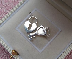 Szív és kulcs ezüst medál - törhető - szimbólum - szivecske  új