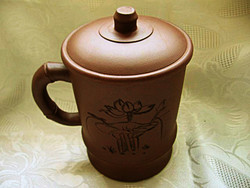 Különleges kínai, yixingi teás utazó csésze belső szűrővel
