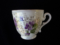 Gyönyörű antik ibolyás teás csésze