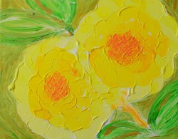 Szép pasztózus virág festmény vásznon, 30x24 cm