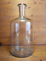 Antik pecsétes hutaüveg régi fújt üveg palack 29 cm