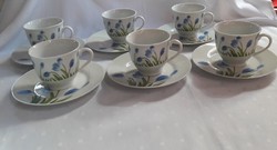 Kék tulipános porcelán kávés-, teás készlet   / 1825