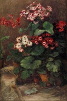 Magyar festő 1940 körül : Cserepes virágok