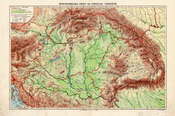 Nagy - Magyarország és Csonka Magyarország hegy - és vízrajzi térkép, kiadva 1934, atlasz, eredeti