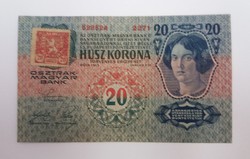 Nagyon szép 20 korona, Csehszlovákia bélyeggel.