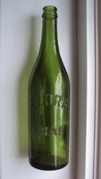 RÉGI, hosszú nyakú,zöld üveg-FLORA ARAD-felirattal---talpán 1944 ST jel.