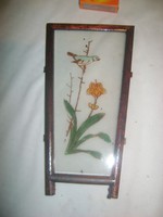 Bájos madaras, virágos, üvegre festett falikép