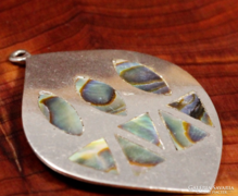 Mexikói abalon kagyló berakásos ezüst medál