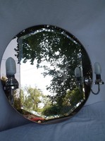 Tükör - exkluzív -  2 db beépített falikarral átmérő 60 cm  x 15 cm