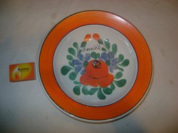 Antik Wilhelmsburgi fajansz tányér, falitányér EMLÉK felirattal