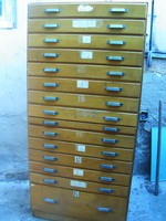 Retro régi sok fiókos alkatrész szekrény órás ékszerész