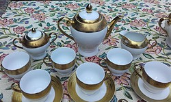 Hoffburg Vienna 14 darabos porcelán kávéskészlet arany dísszel