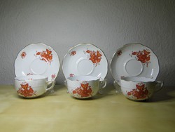 Herendi porcelán teás csészék Apponyi mintával kiváló állapotban 3 db 