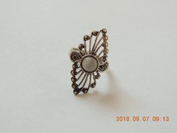 Black Friday akció!!!! Valódi gyöngyház díszítésű antikolt ötvös ezüst gyűrű