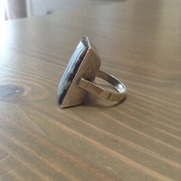 Régi ezüst gyűrű mohaachát kővel