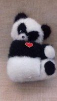 Régi szép állapotú szív jelzett Panda mackó üveg szemekkel
