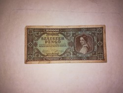 Százezer Pengős,régi bankjegy  1945-ből .