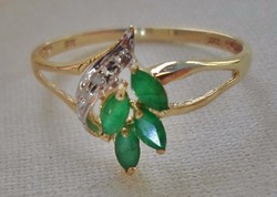 Nagyon szép smaragd gyémánt aranygyűrű