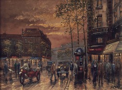 VÉGSŐ ÁR! Szert Károly "Párizs esti hangulatban" c. olajfestmény szép keretben ingyenes postával