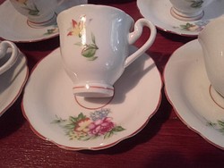 Régi koreai 6 személyes porcelán virágos kávés készlet,mokkás készlet ( DPRK)