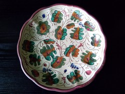 Sberna Deruta olasz kerámia tál falitál karcolt mintával kézműves darab