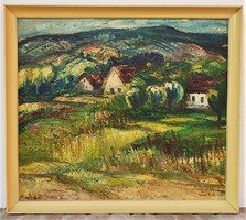 Cseh László (1914-1991) Mecsek Ürögi táj c. képcsarnokos festménye 86x76cm EREDETI GARNCIÁVAL !!