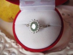 Klasszikus ezüst gyűrű ( sterling 925 ) természetes SMARAGD kővel