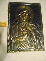 Domború réz falikép - Szűz Mária - egyházi, vallási