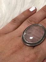 Mesés ezüst gyűrű rózsakvarc 18mm átmero