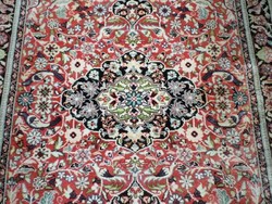 Iráni Ghom gyönyörű szép kézi csomózású 100% selyem szőnyeg 141cmx76cm