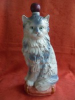 Olasz porcelán kézzel festett macska figurás italtartó