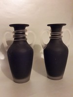 MOST KIS PÉNZÉRT A KETTŐ EGYÜTT !! Kézműves üveg amfóra amphora váza 2 együtt szinte ingyen