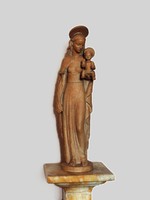 Monumentális Gondos József Terrakotta Kerámia Szobor Madonna Szűz Mária a Gyermek Jézussal 50cm