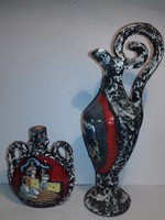 Vintage fat lava with ceramic vase / decanter and water bottle with s image. Marino meran