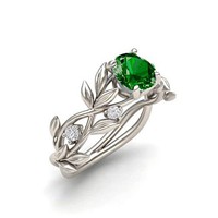 925-s ezüst gyűrű, 2,1 Ct smaragd kővel