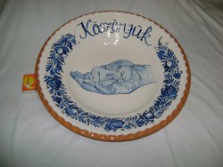 Hódmezővásárhelyi kerámia falitányér - ajándék baba születésekor - 41 x 8 cm
