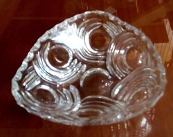 Triangular crystal glass serving bowl