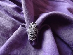 Levél mintás, markazitokkal díszített gyűrű