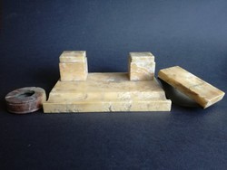 Antique marble desk writing set inkwell - ep