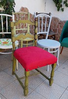 Provence vintage szék piros kárpittal