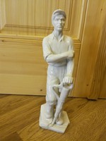 Nagyméretű Herendi fehér Bányász figura 34 cm