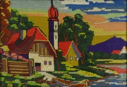 0T511 Régi nagybányai gobelin kép Blondel keretben