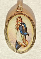 Tűzzománc ezüst szláv Szűz Mária medál