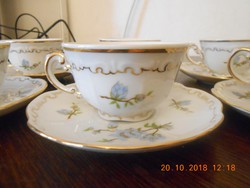 Zsolnay barokk, tollazott barackvirág mintás kávés csészék 6 db.