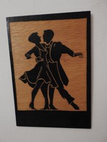 Különleges kézi véséssel készült fa metszet : árnykép - táncosok