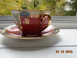  Altwien és Karlsbad Stilmalerei K.M.K.vár jel,szecessziós teás csésze alátéttel,  zsánerjelenettel