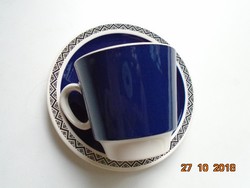 Jugendstil Villeroy&Boch Mettlach Saar SAPHIR mintás kobaltkék kávés/teás csésze alátéttel