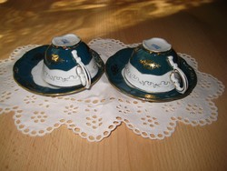 Zsolnay  , Pompadour  mokkás csészék  ,2 db kékes zöld 