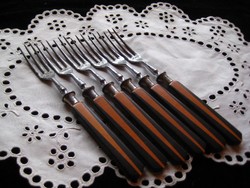 Antique forks with ebony handles, 6 pieces 15.7 cm