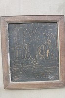 Vajda Lajos:Vízparton,tempera kartonon,keretben,mérete:42 x 50 cm.